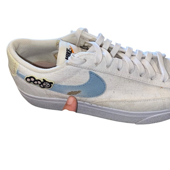 Nike Blazer Low Platform Next Nature White Blue butterfly caterpillar sneakers - Picture 7 of 14